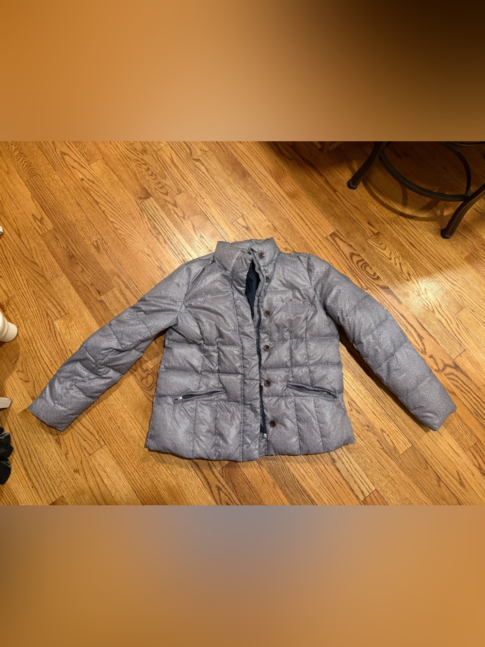Grey Herringbone Tommy Hilfiger Down Puffer Jacket